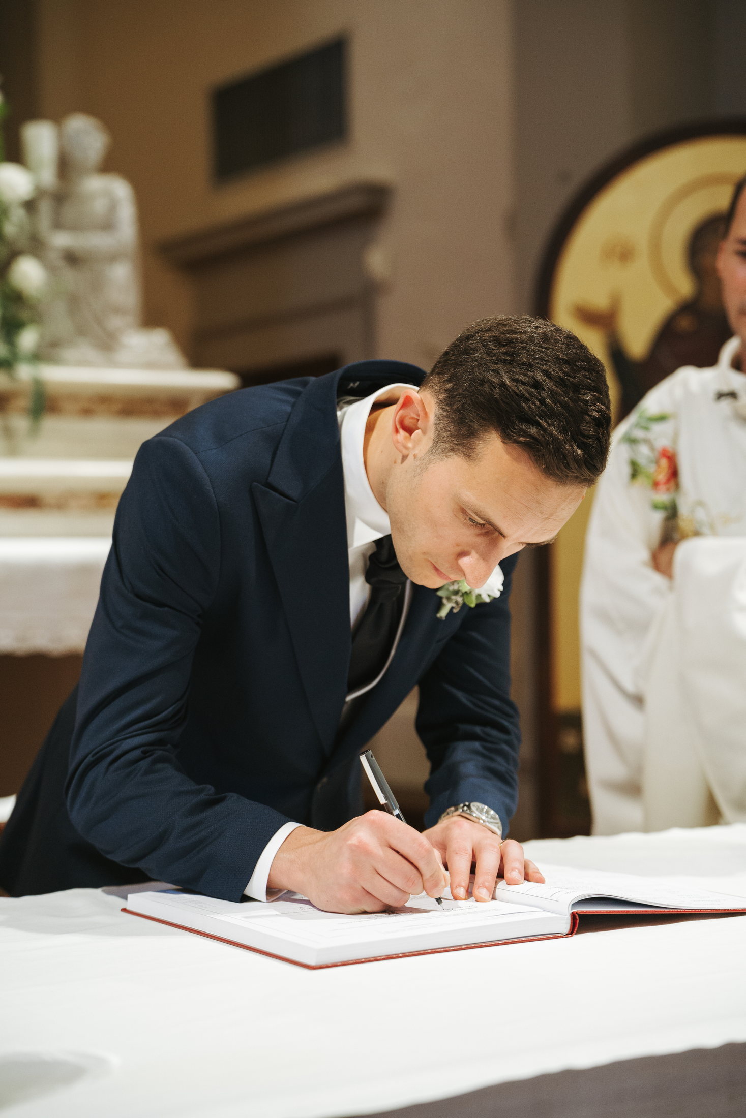L’emozione di Simone durante la cerimonia
